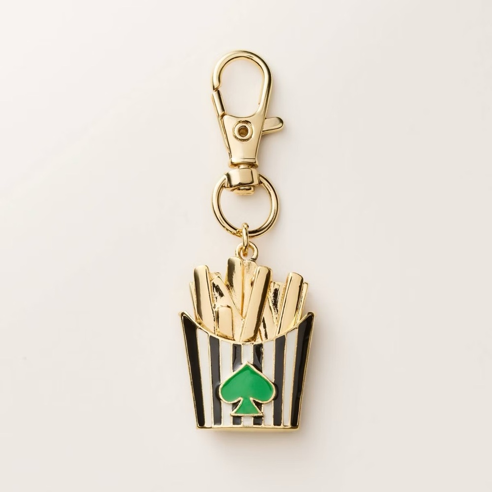 NWT French Fry Bag Charm Keychain- kate spade new york x Target Gold/Black/Green
